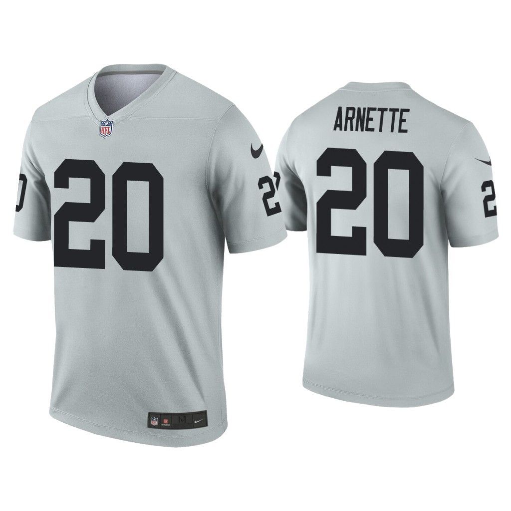 Men Oakland Raiders 20 Damon Arnette Nike Grey Silver Inverted Legend NFL Jersey